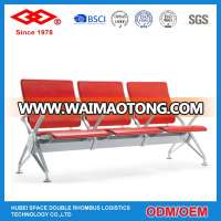 3 seat red stainless steel public waiting chair for airport bank